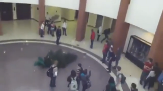 Dude Attacks Christmas Tree at Mall With Full-Speed Run & Jump